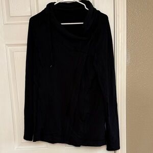 lululemon athletica Black Asymmetrical Cowl Neck Sweater